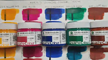 Marie's gouache colours. Художественная гуашь? Распаковка, выкрасы, впечатления, сравнение. Бубню