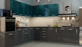 Кухонный гарнитур Виста (Океан/Дым глянец)